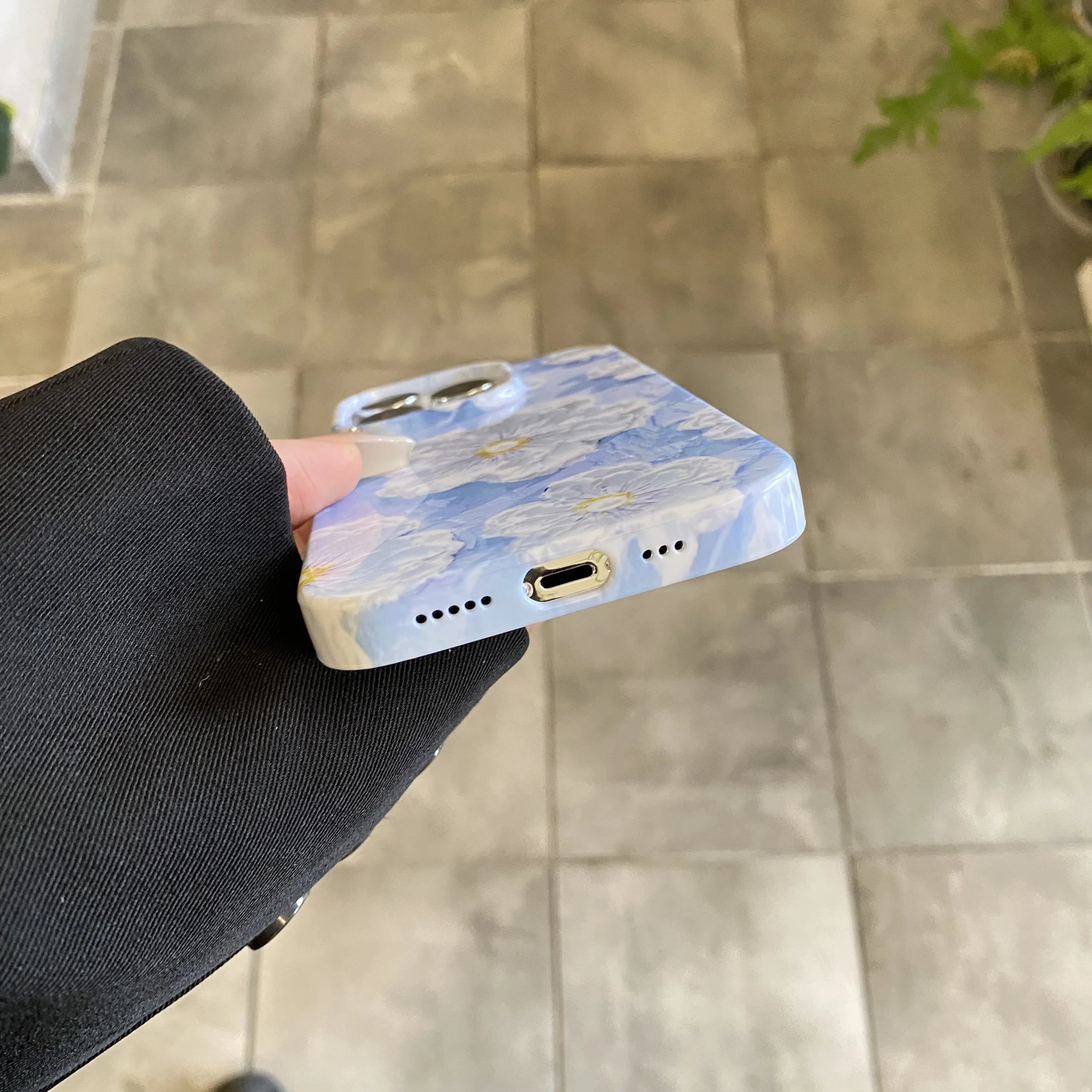 Blue Oil Painting Flowers New Hard Phone Case Protective Cover Shell For iPhone 15 14 13 12 11 Pro Max Mini Plus