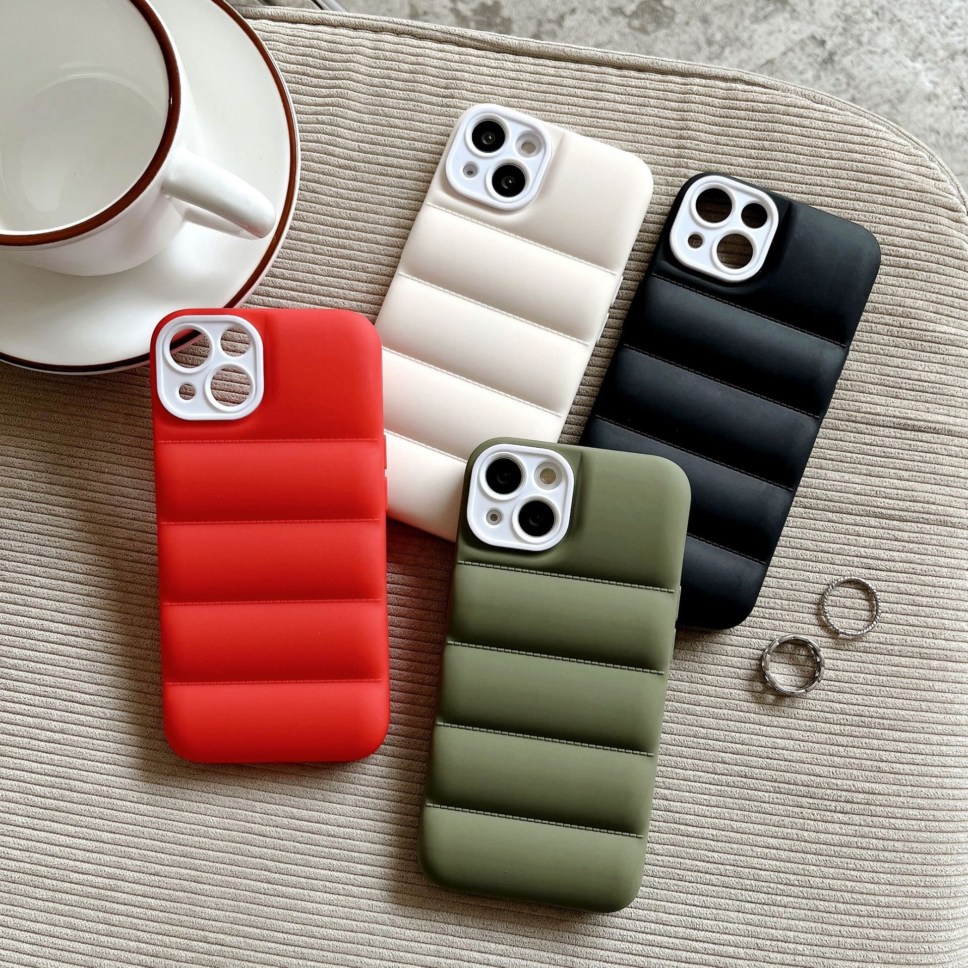 Puffer Case Soft and winter down jacket fabric mobile phone case For Iphone 12 11 13 14 15 mini Pro Max X Xr Xs Phone Case