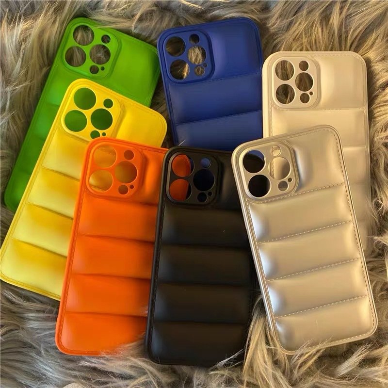 Puffer Case Soft and winter down jacket fabric mobile phone case For Iphone 12 11 13 14 15 mini Pro Max X Xr Xs Phone Case