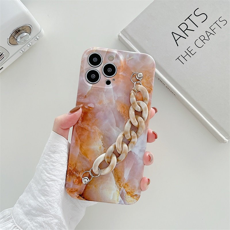 Luxury marble wrist chain phone case for iphone 13 marble IMD soft tpu phone cover for iphone xs 11 12 13