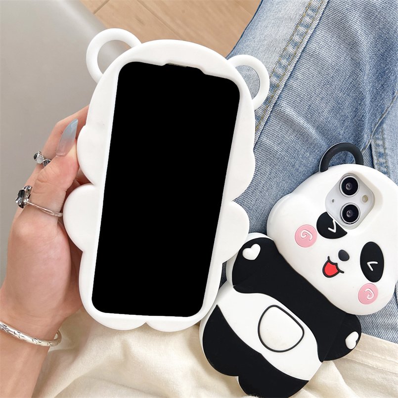 Shockproof Animal Kawaii Cartoon Cute Panda Silicon Mobile Phone Case For Iphone 15 pro max 15pro 14 Plus 14 13 12 11 Cover