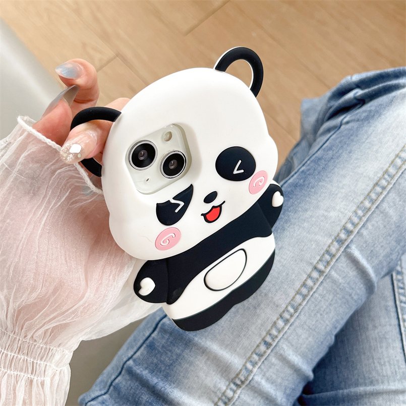 Shockproof Animal Kawaii Cartoon Cute Panda Silicon Mobile Phone Case For Iphone 15 pro max 15pro 14 Plus 14 13 12 11 Cover
