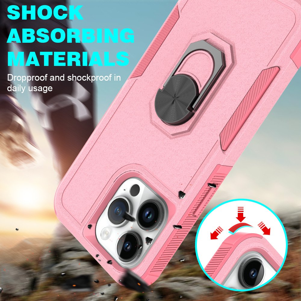 New Shockproof 2 in 1 Mobile Phone Case Cover with Ring Holder Stand Case For iPhone 15 14 Plus Pro Max 13 12 11