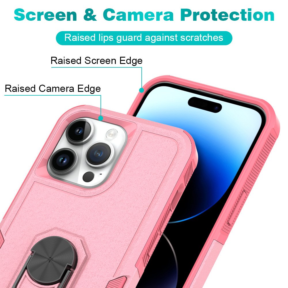 New Shockproof 2 in 1 Mobile Phone Case Cover with Ring Holder Stand Case For iPhone 15 14 Plus Pro Max 13 12 11