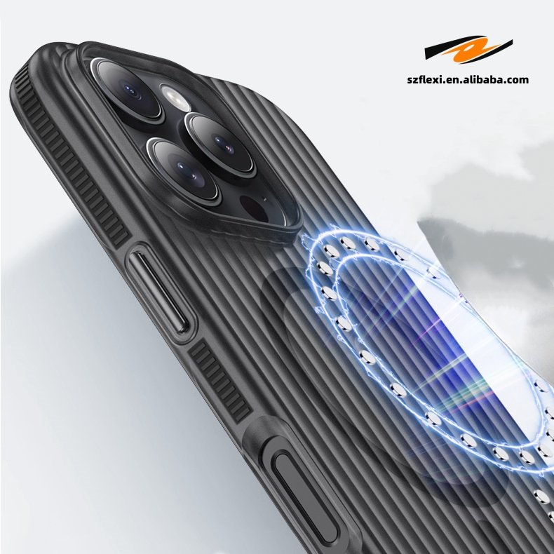 Matte Corrugated Pattern Magnetic Wireless Charge Case For iPhone 16 15 14 13 12 Pro Max Anti-slip Strip Hard case