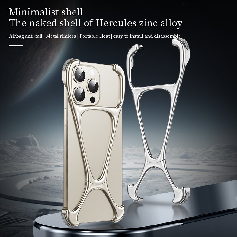 Aluminum Alloy Assembled Frameless Phone Case For iPhone 13 14 15 16 Pro Max Shockproof Bumper Bare Metal Phone Case