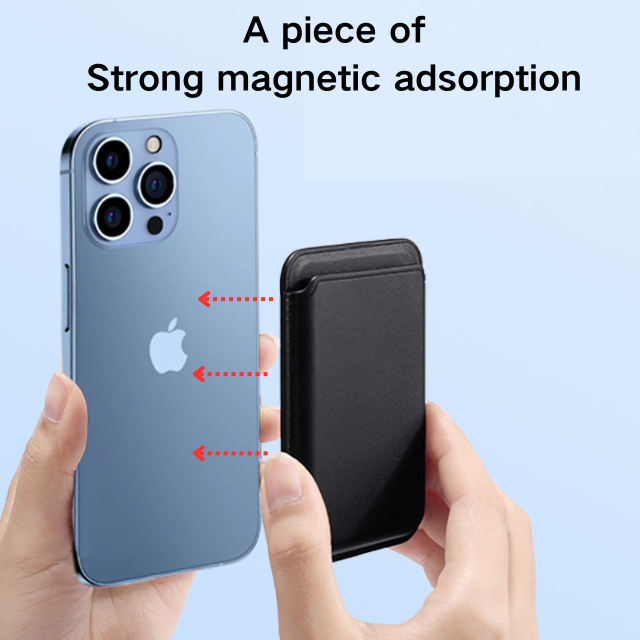 Customised Best Quality Brand Logo Mag Case Genuine Leather Safes Magnetic Wallet For Iphone 14 13 12 Pro Max