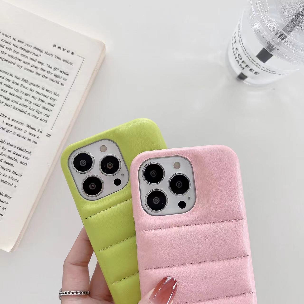 Factory Price Puffer Down Jacket Mobile Phone Case Filled With Shockproof Sponge For phone 16 15 Pro Max