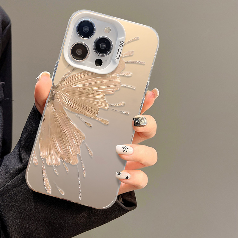 Advanced Silver Foil Butterfly mobile Phone Case Color Silver Matte Case Suitable for Apple 15 Plus iPhone 13 14 Pro Max 11 12