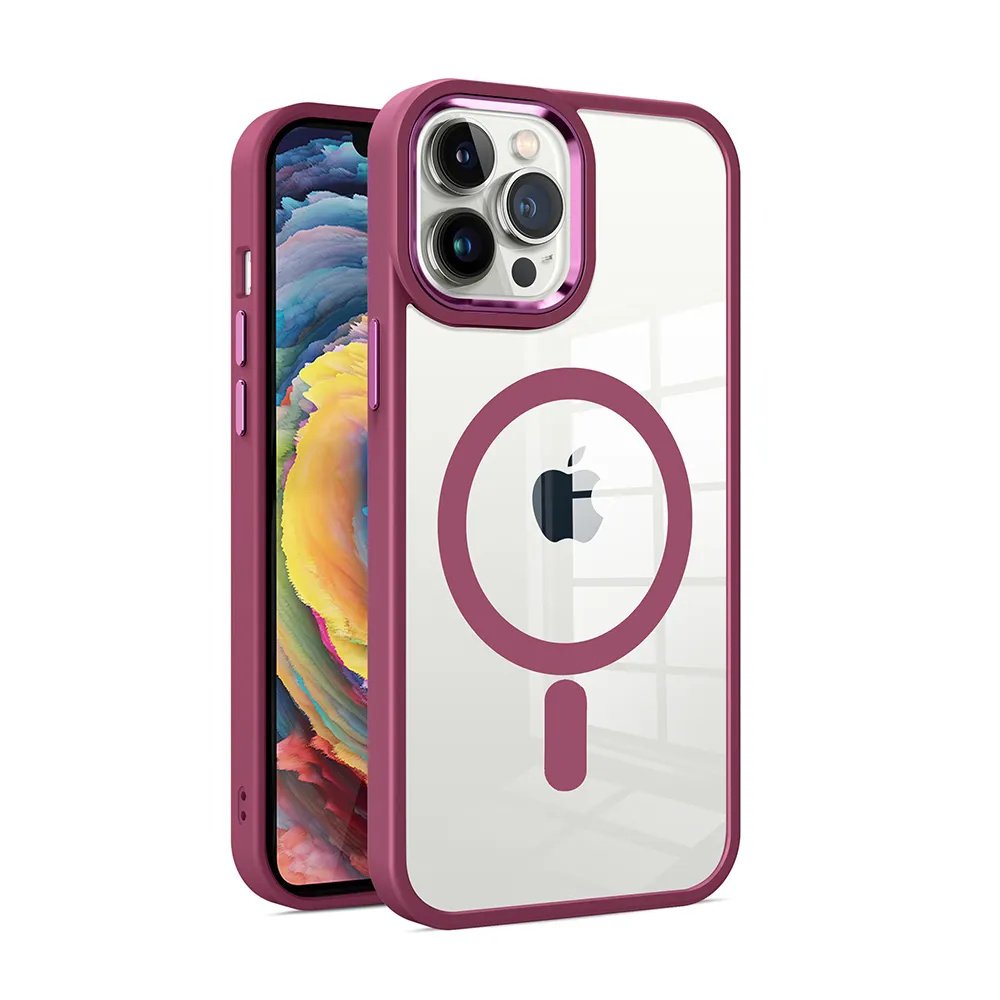 Leyi wholesale phone accessories acrylic anti-fall phone cases wireless charger mobile phone cover for iphone13 16 pro max plus