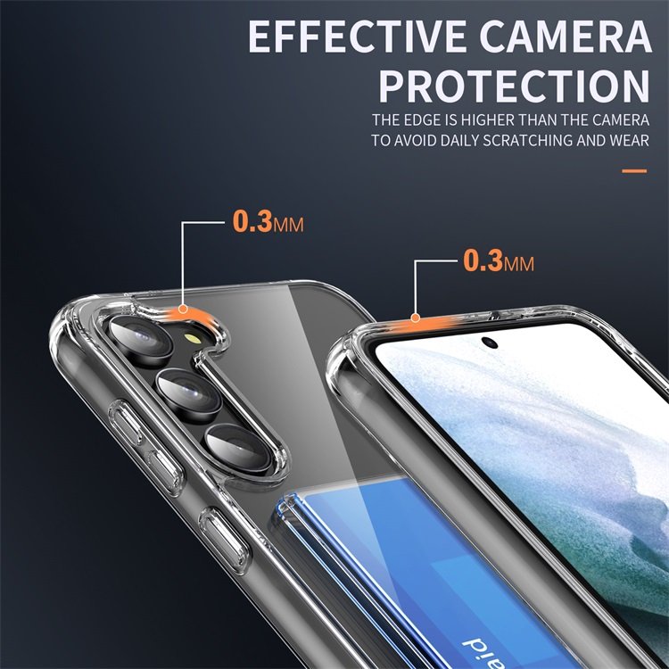Mobile Phone Accessories Case Shockproof 1.5mm Transparent Cover Card Slot Purse Clear Phone Case for Samsung S23 Plus S24 Ultra