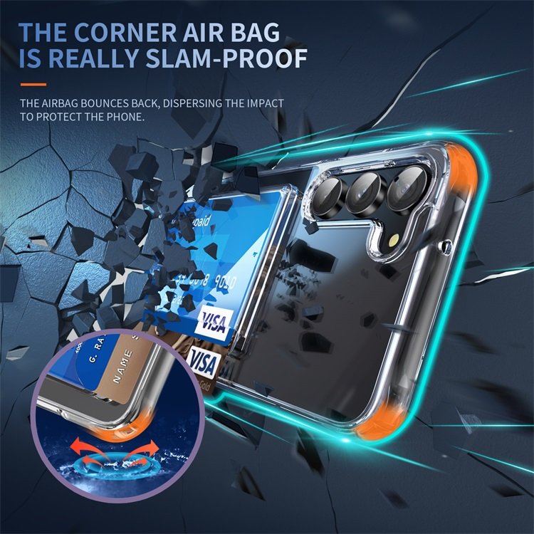 Mobile Phone Accessories Case Shockproof 1.5mm Transparent Cover Card Slot Purse Clear Phone Case for Samsung S23 Plus S24 Ultra