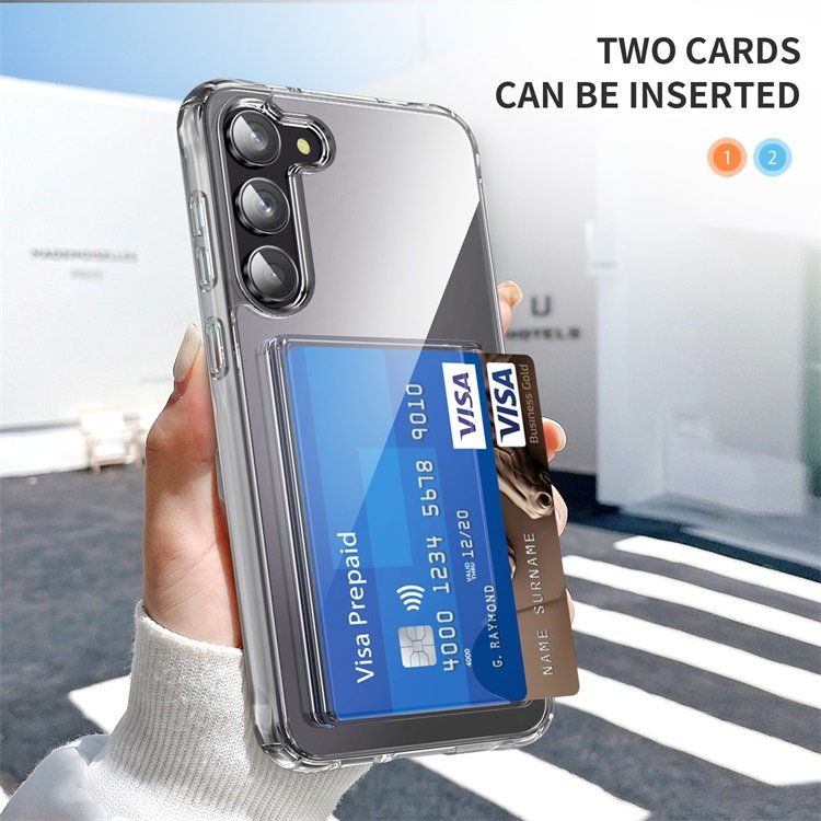 Mobile Phone Accessories Case Shockproof 1.5mm Transparent Cover Card Slot Purse Clear Phone Case for Samsung S23 Plus S24 Ultra