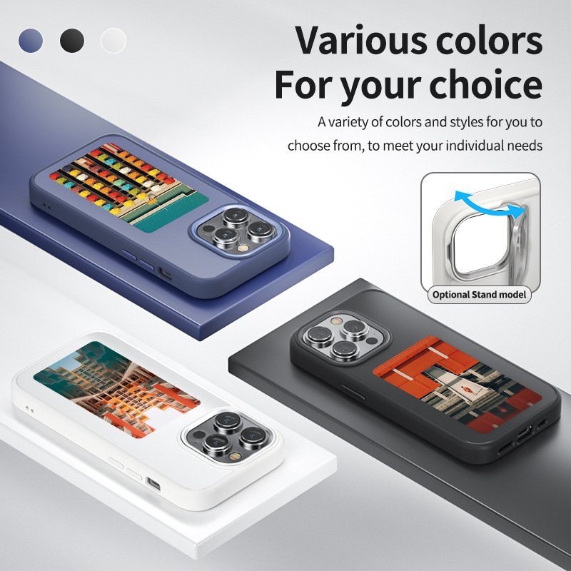 Luxury magic designer smart E ink 4 color Display screen mobile NFC phone case cover for fundas iphone 15 Pro max DIY cases