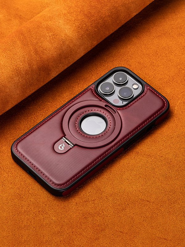 15promax Magnetic Bracket Phone Case High-End Business for Male Iphone 14/13 All-Inclusive Drop-Resistant Leather Case
