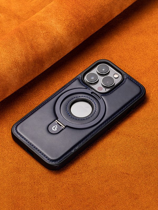 15promax Magnetic Bracket Phone Case High-End Business for Male Iphone 14/13 All-Inclusive Drop-Resistant Leather Case