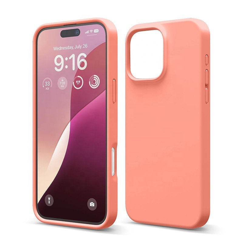 Simple High-Grade Pink White for Apple 16 iPhone Case Liquid Silicone Anti-Fall iPhone 16 Pro Max