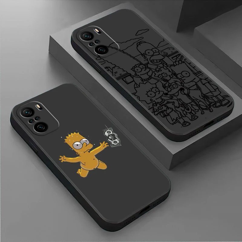 Cartoon Cute The Simpsons Phone Case For Xiaomi Redmi Note 12 11E 11S 11 11T 10 10S 9 9T 9S 8T Pro Plus 5G Black Cover