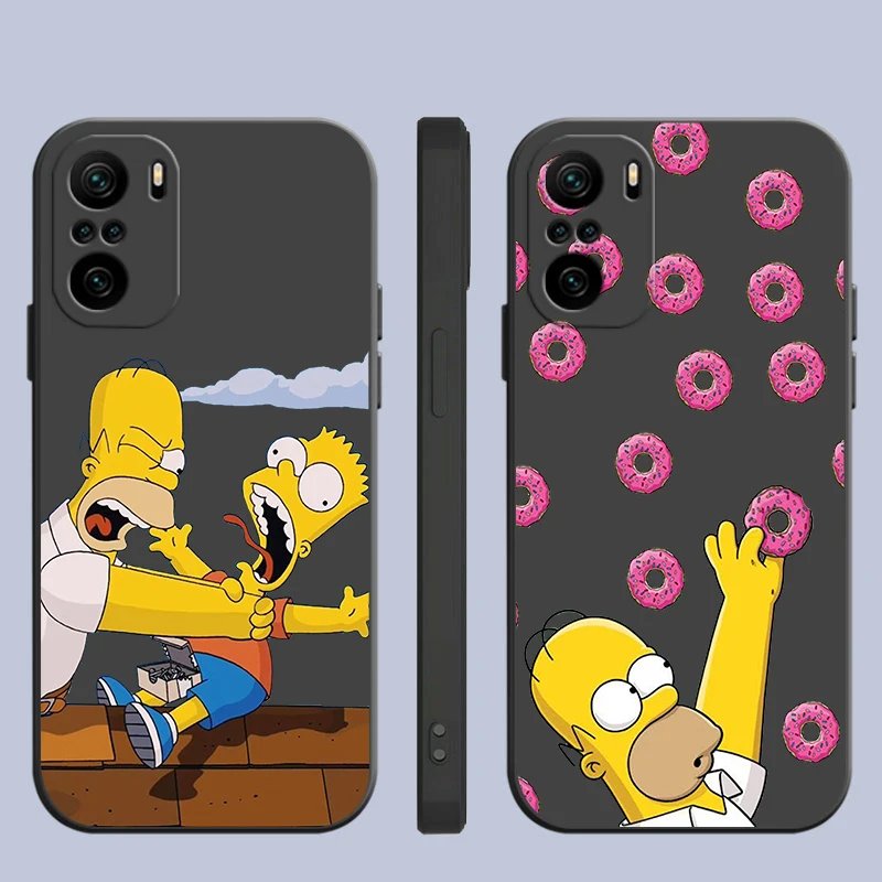 Cartoon Cute The Simpsons Phone Case For Xiaomi Redmi Note 12 11E 11S 11 11T 10 10S 9 9T 9S 8T Pro Plus 5G Black Cover