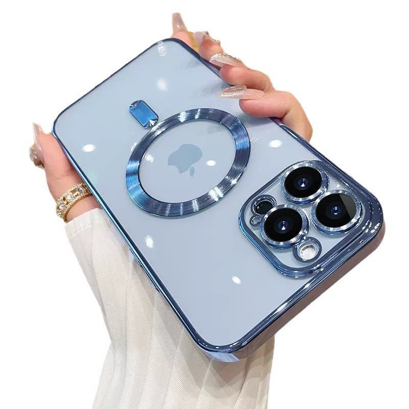 For Apple 16PROMAX Electroplated transparent wireless charging magnetic suction tail phone case iphone 14promax silicone soft 15