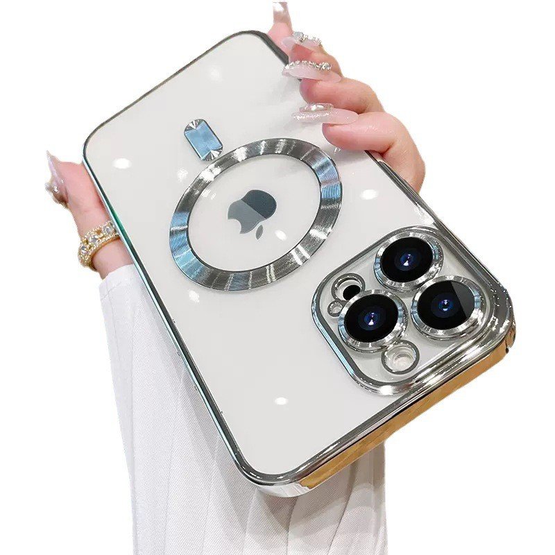 For Apple 16PROMAX Electroplated transparent wireless charging magnetic suction tail phone case iphone 14promax silicone soft 15