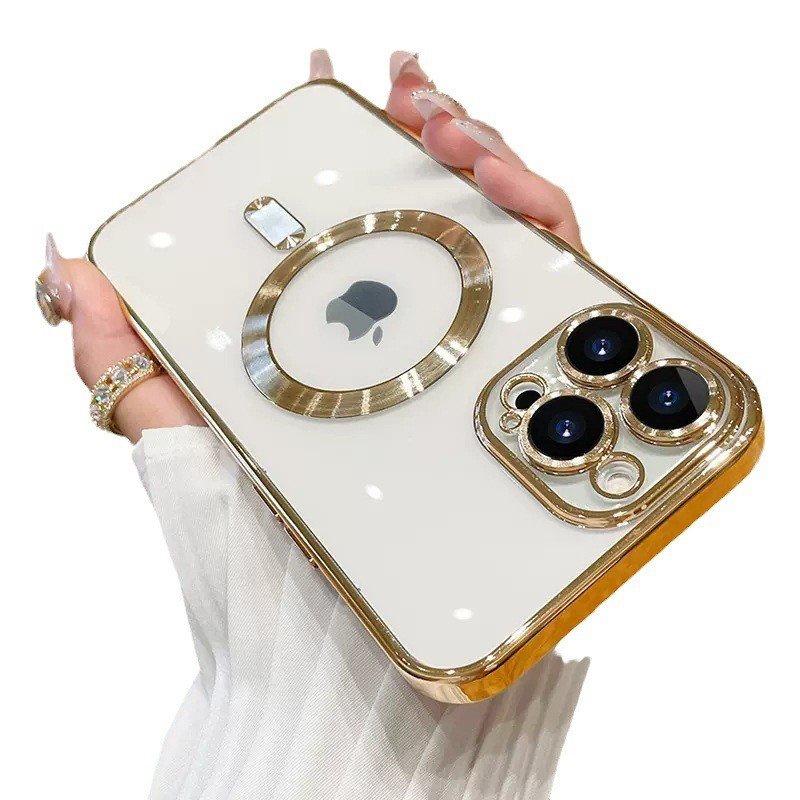 For Apple 16PROMAX Electroplated transparent wireless charging magnetic suction tail phone case iphone 14promax silicone soft 15