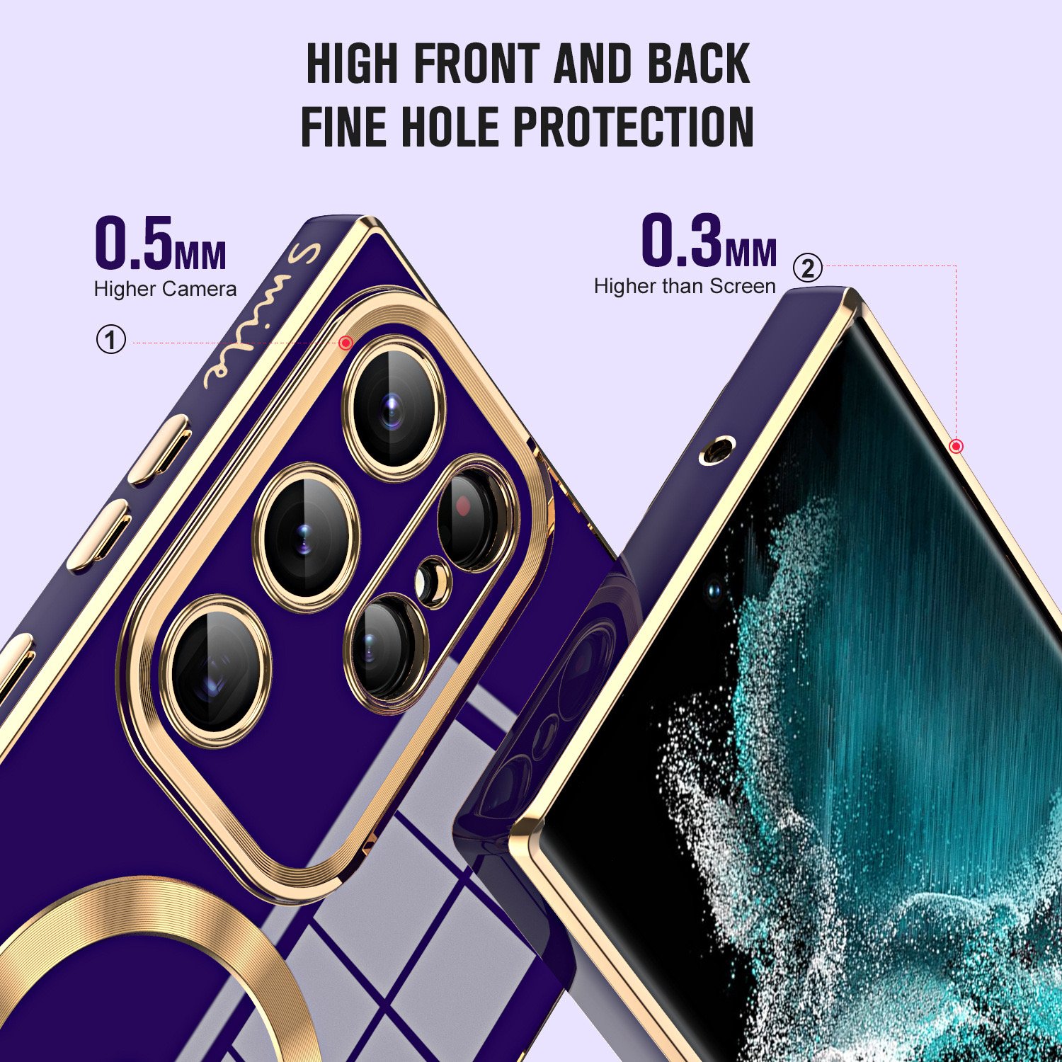 Luxury Anti Shock Mobile Phone Case Cover For Samsung S21 S22 S23 S24 Plus Ultra Electroplated Magnetic Love Heart Phone Case