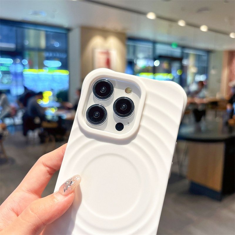 3D Creative Wave Magnetic vortex Mobile Phone Case for iPhone 15 pro max Liquid Silicone Four Corner Drop-resistant mobile Case