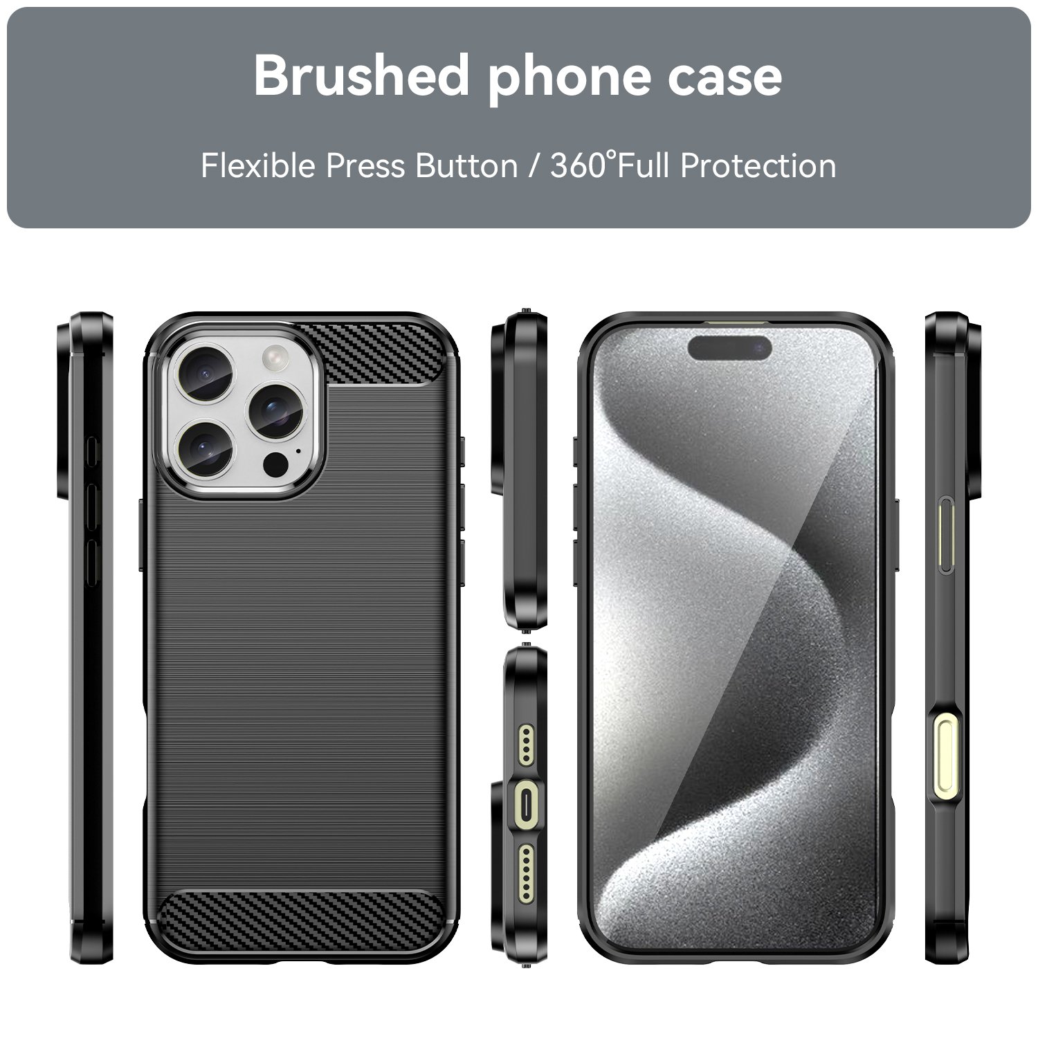 Carbon Fiber Brushed Case for iPhone 16 Pro Max 15 Pro 14 Plus 13 12 11 XS Max XR 7 8 Plus SE 4 SE3 Soft TPU Mobile Phone Case