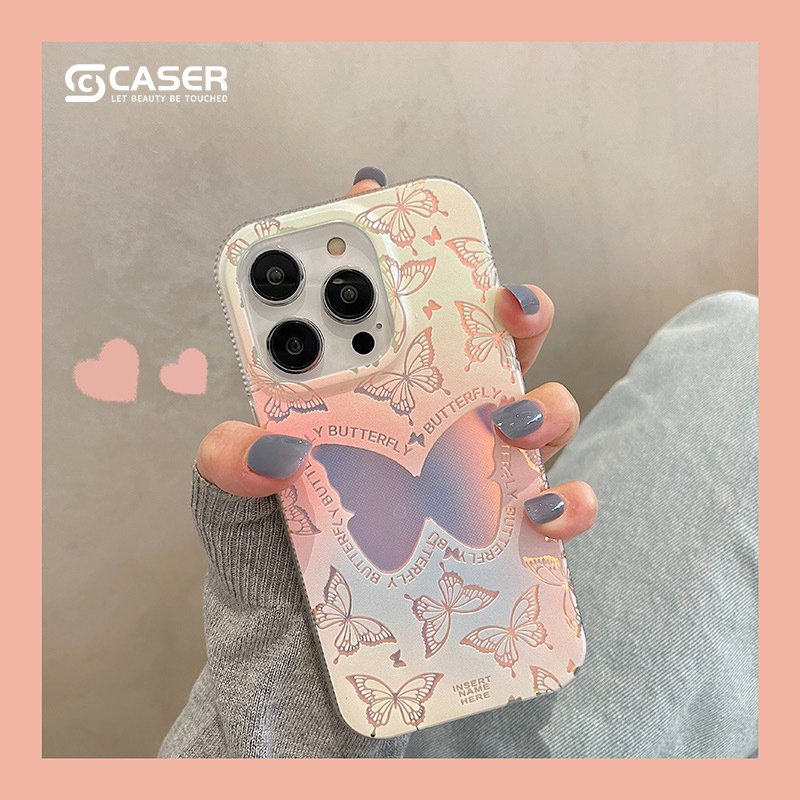 Brand New Morden Style Laser Hollow Out Butterfly Mobile Phone Cover Ins Style Multicolor Gradient Phone Case For 16 15 Iphone