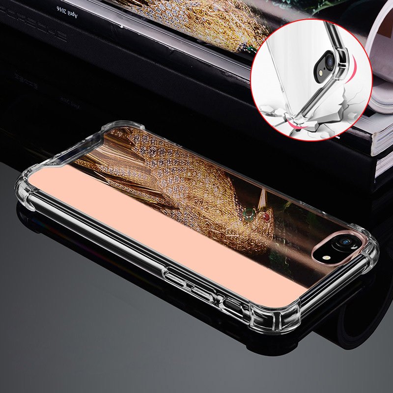 Ladies Makeup Mirror Phone Case for iPhone X Xs Xr 7 8 Plus 14 15 16 Mobile Case Plating Silver Phone Cases with Mirror Effect