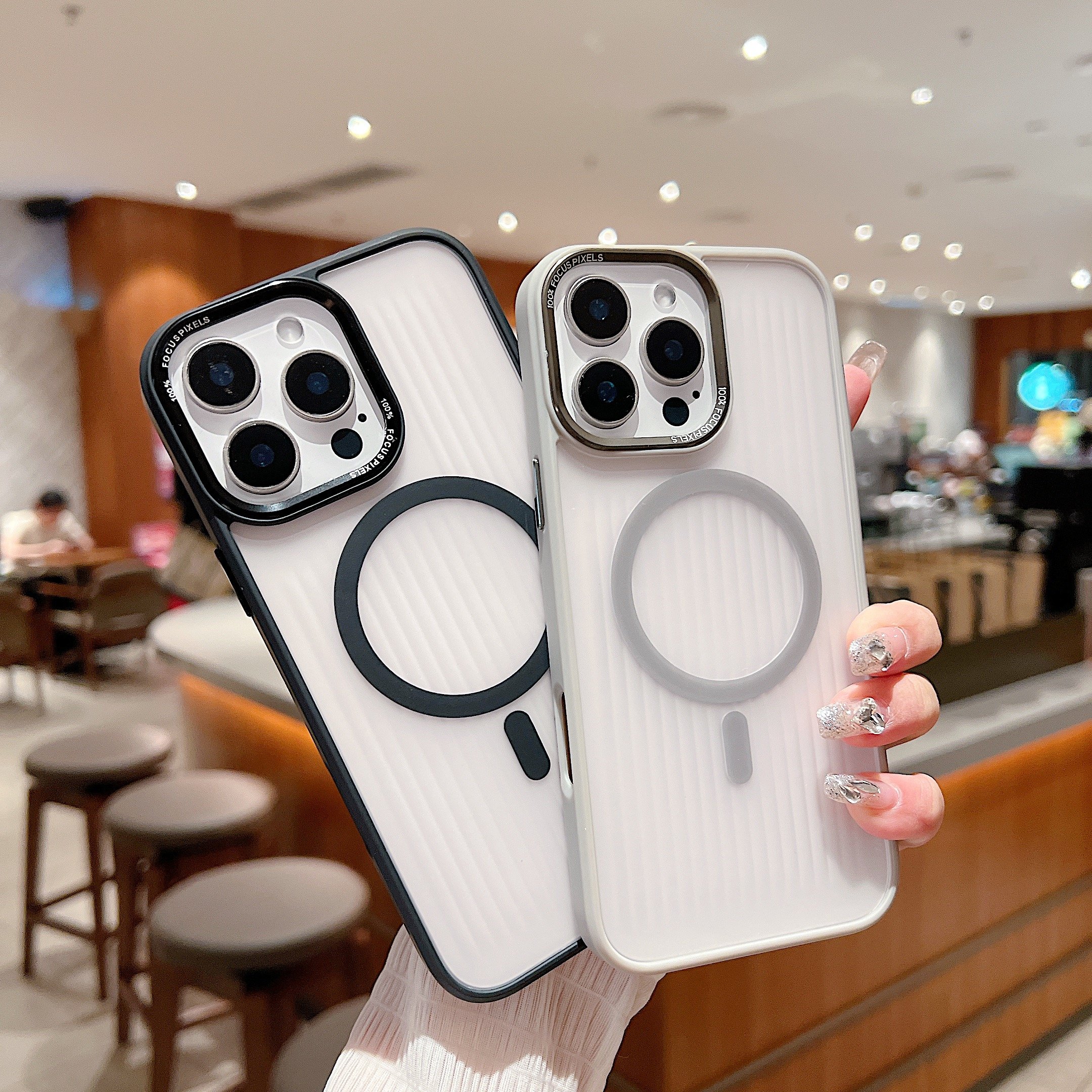 Luxury Corrugated Pattern Bumper mobile phone cases for iPhone 16 case magnetic matte phone case For iPhone 15 14 13 12 pro