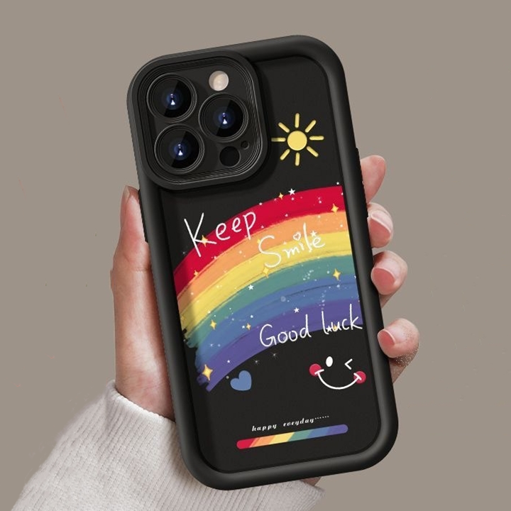 New Rainbow Smiling Face Design Print Phone Case For iPhone 7 8 plus XS XR 11 12 13 14 15 pro max Soft TPU Protect Back Cover