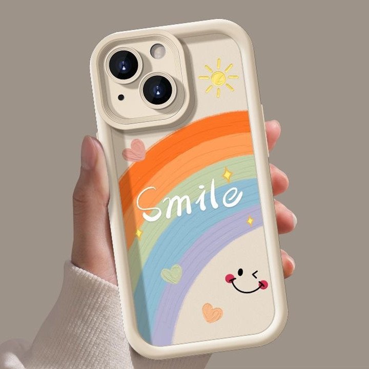 New Rainbow Smiling Face Design Print Phone Case For iPhone 7 8 plus XS XR 11 12 13 14 15 pro max Soft TPU Protect Back Cover