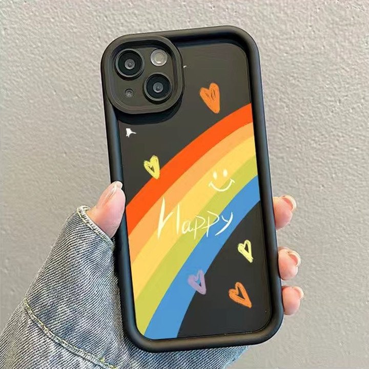 New Rainbow Smiling Face Design Print Phone Case For iPhone 7 8 plus XS XR 11 12 13 14 15 pro max Soft TPU Protect Back Cover