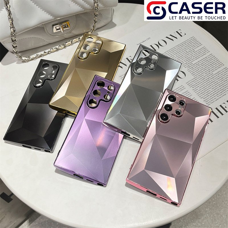 Luxury Plating Diamond Crystal Mobile Phone Cases Shockproof Matte Skin Touch Pone Cover For Samsung S24 Ultra/S23 Ultra plus