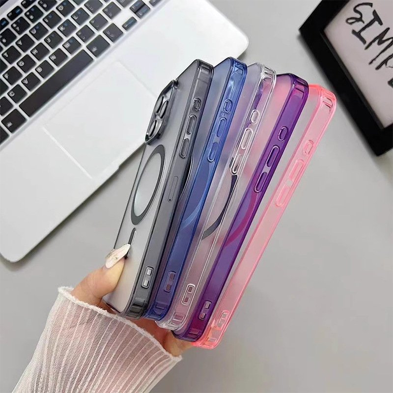 High quality frosted acrylic Translucent magnetic suction phone case for iPhone 15 promax 12/13mini anti-fall phone accessories