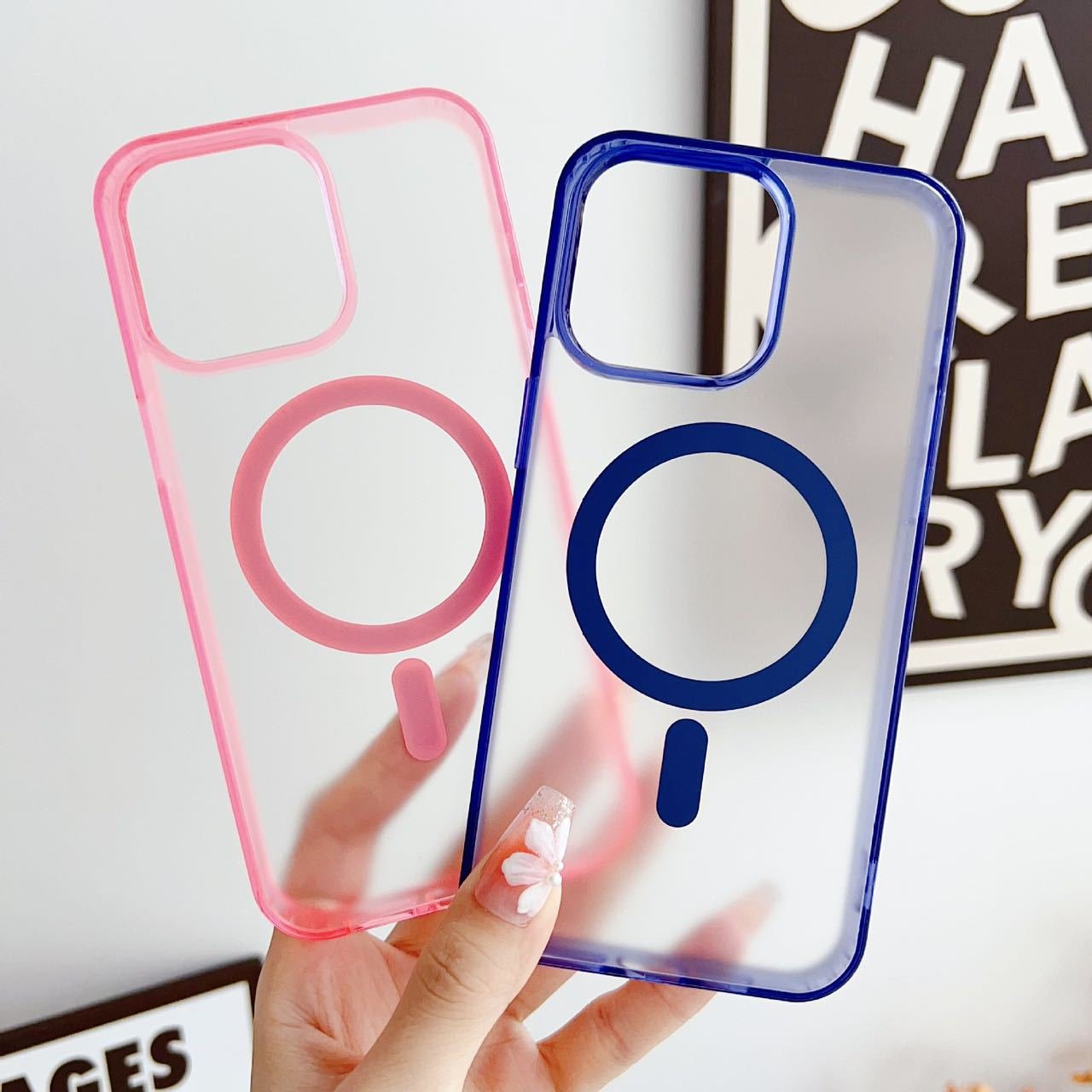High quality frosted acrylic Translucent magnetic suction phone case for iPhone 15 promax 12/13mini anti-fall phone accessories