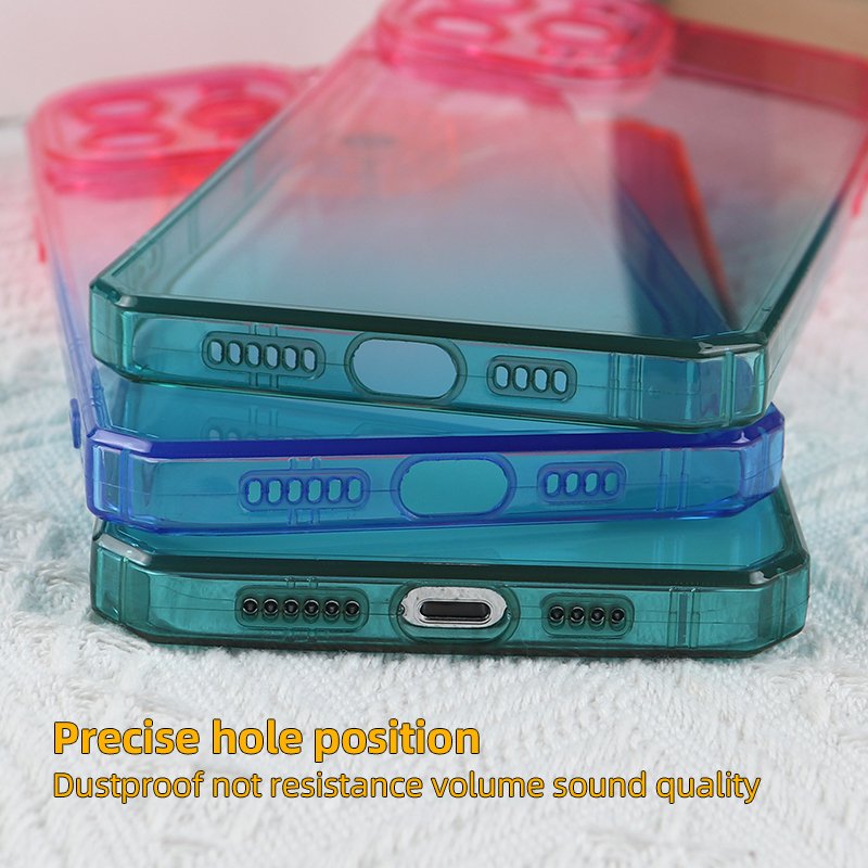 custom luxury fashion four corner shockproof crystal clear soft tpu gradient color phone case for iphone 16 15 for samsung