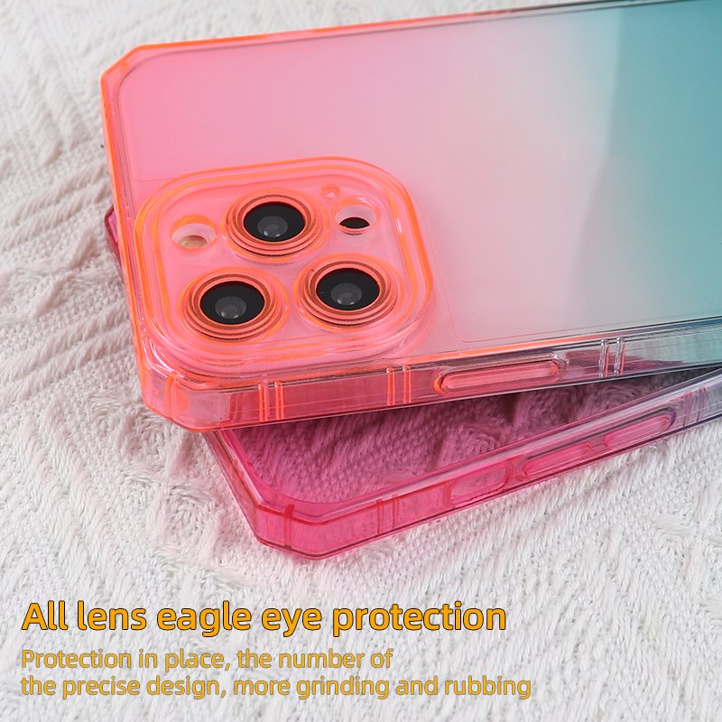 custom luxury fashion four corner shockproof crystal clear soft tpu gradient color phone case for iphone 16 15 for samsung