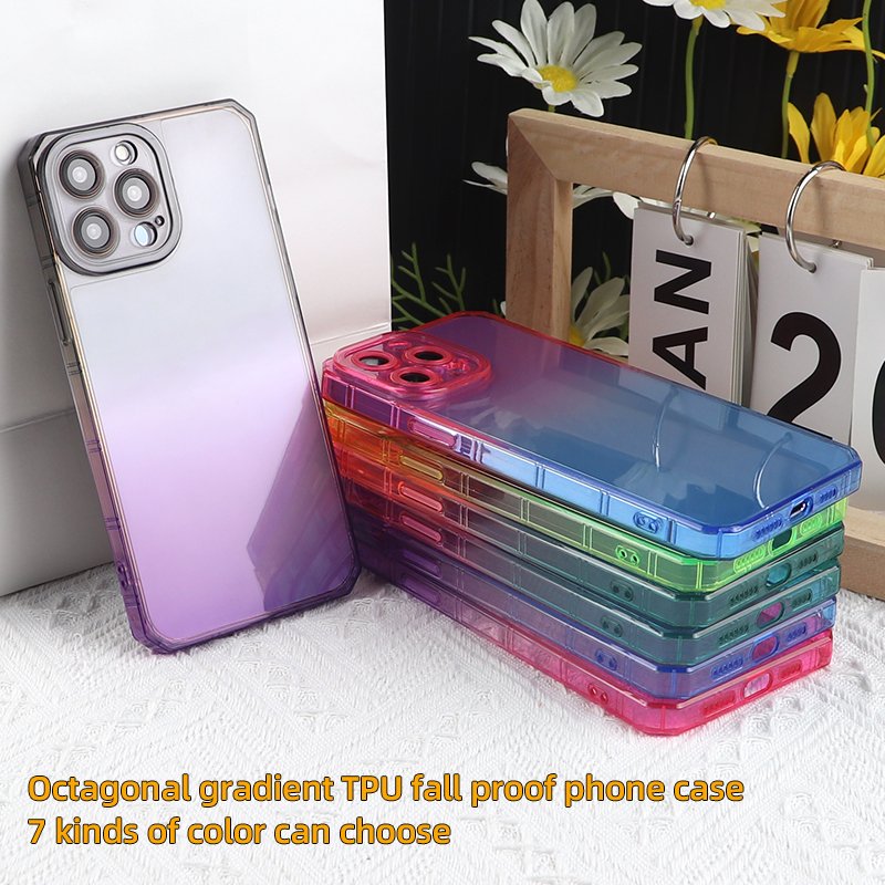 custom luxury fashion four corner shockproof crystal clear soft tpu gradient color phone case for iphone 16 15 for samsung