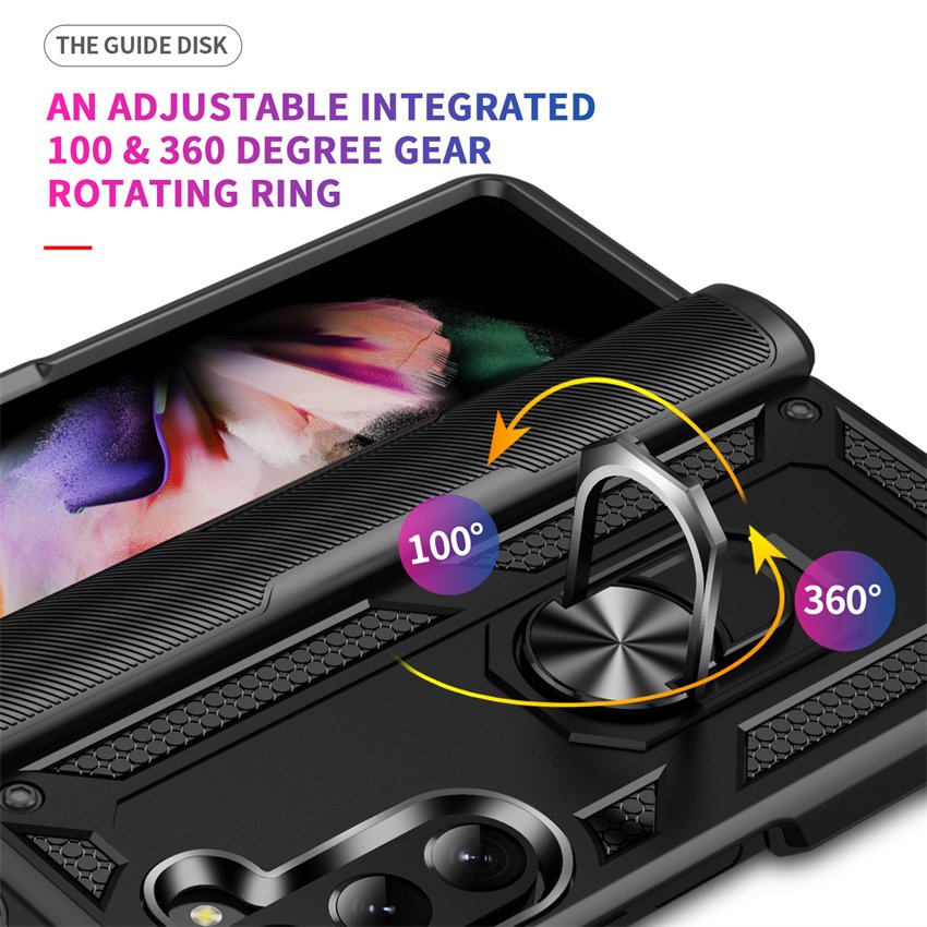 For Samsung Galaxy Z Fold 5 Kickstand Phone Cases Rugged Armor Design Dual Layers Shockproof Protect Cover With Car Holder