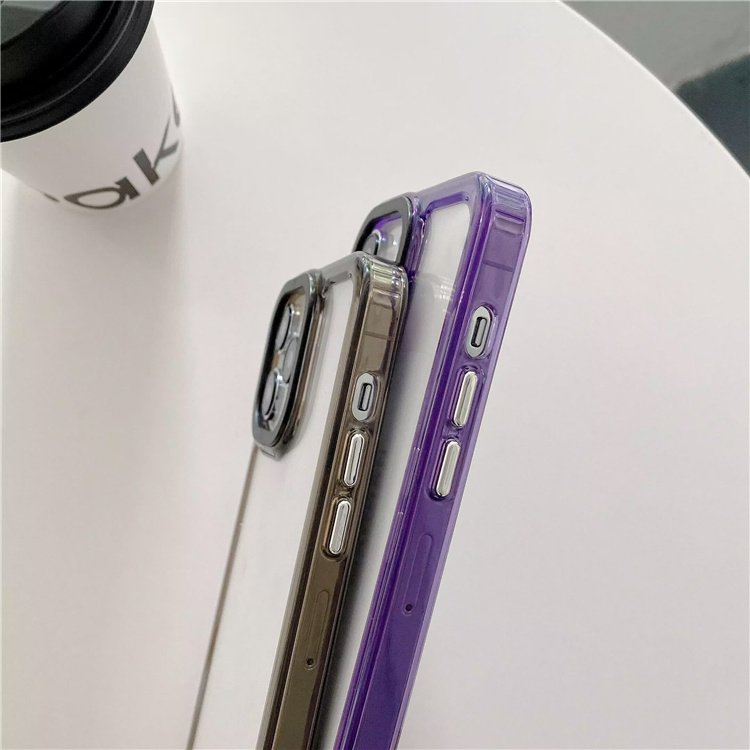 For IPHONE 16 15 14 Pro 13 11 Colorful bumper shockproof hard acrylic soft tpu transparent phone cases with black camera lens