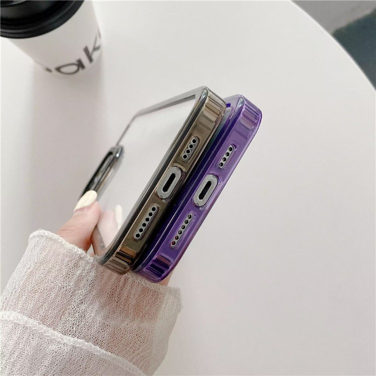 For IPHONE 16 15 14 Pro 13 11 Colorful bumper shockproof hard acrylic soft tpu transparent phone cases with black camera lens