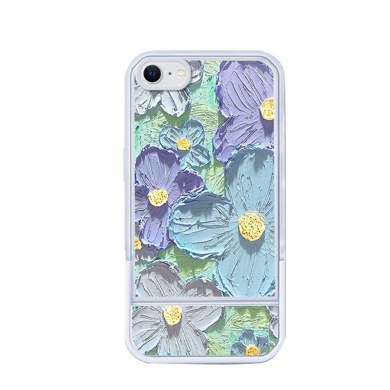 Hot Selling INS style flowers sea Oil Painting Stand Foldable Style Invisible clear Phone Holder Case