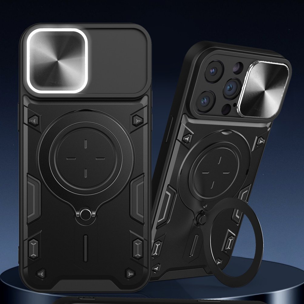 360 Metal Magnetic Case Ring Stand Rotating Mobile Case for iPhone 15 Promax 16 Fashion Style Slide Camera Protection Phone Case
