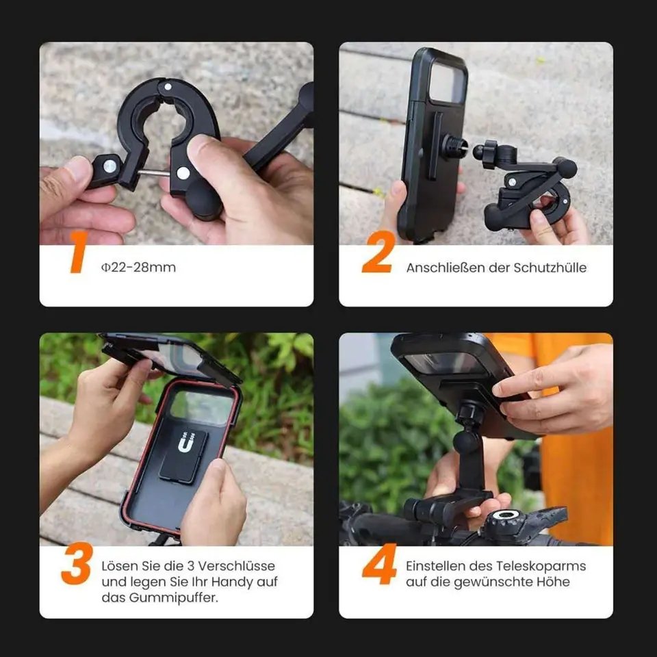 Cheap Price Adjustable Bike Ram Handlebar 360 Degree Bicycle Motorcycle cell phone holder waterproof phone case