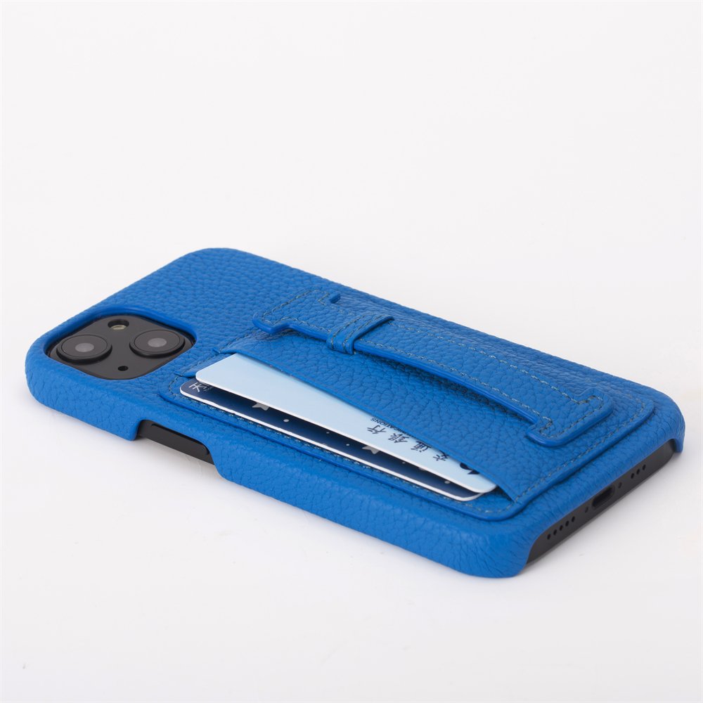 Luxury Designer Genuine Leather Mobile Phone Cover Case With Card Holder Finger Handle For Iphone 13 pro max