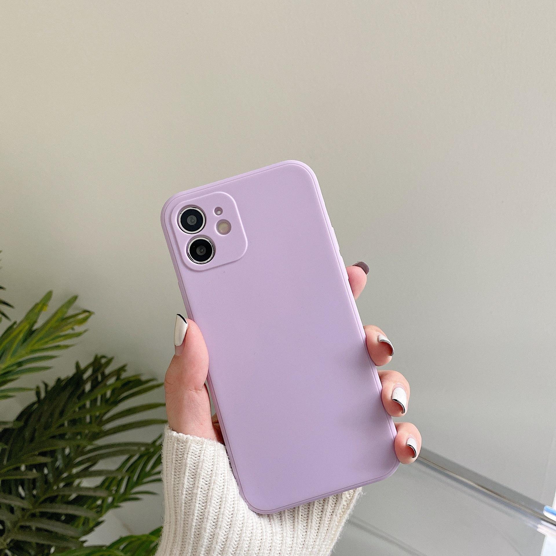 AilesTecca For iPhone 16 15 14 13 fine hole frosted TPU straight edge protective cover liquid silicone mobile phone case
