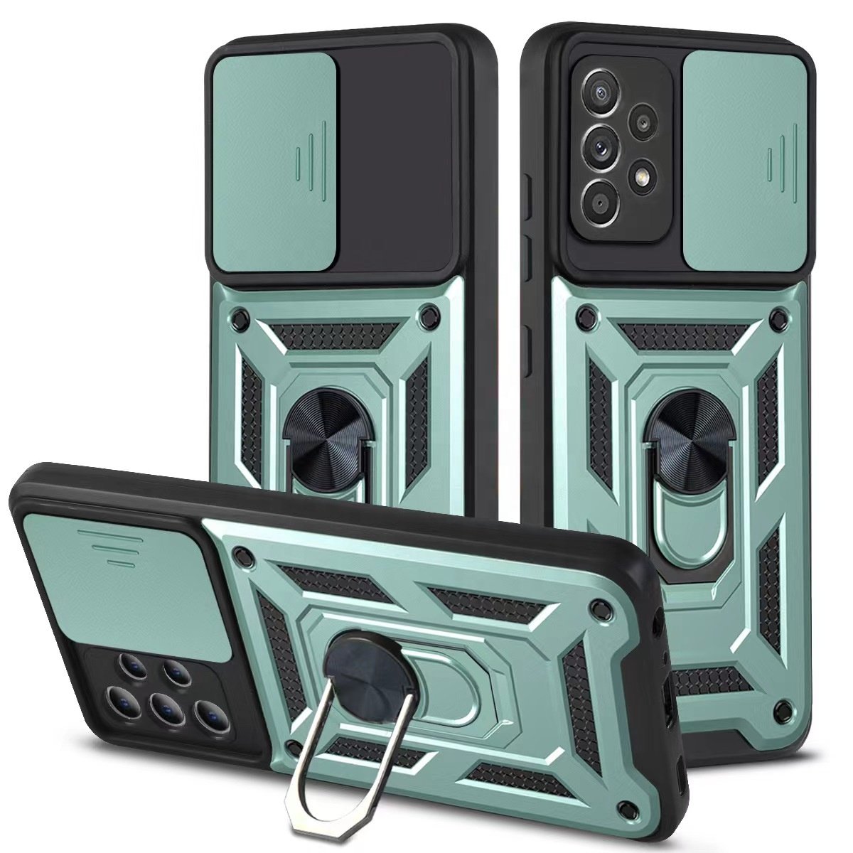 Slide Camera Protection Car Ring Case Hard PC TPU Build-In Holder For Samsung Galaxy S24 Mobile Phone Cases S24Ultra Back Cover